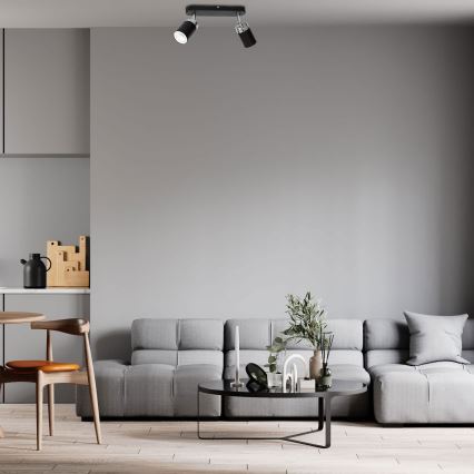 Φωτιστικό σποτ RENO 2xGU10/8W/230V μαύρο/γυαλιστερό χρώμιο