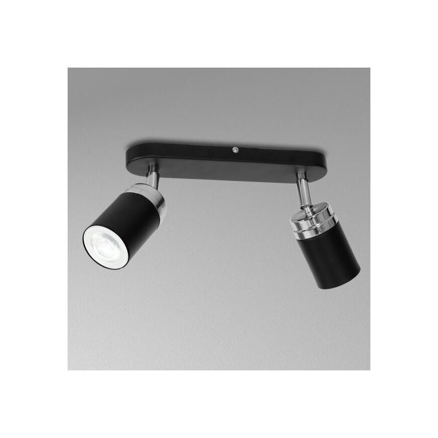 Φωτιστικό σποτ RENO 2xGU10/8W/230V μαύρο/γυαλιστερό χρώμιο