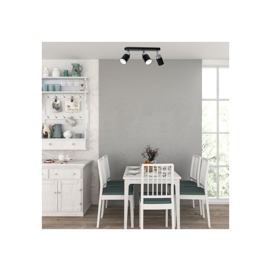 Φωτιστικό σποτ RENO 3xGU10/8W/230V μαύρο/γυαλιστερό χρώμιο