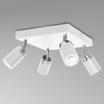 Φωτιστικό σποτ RENO 4xGU10/8W/230V λευκό/γυαλιστερό χρώμιο