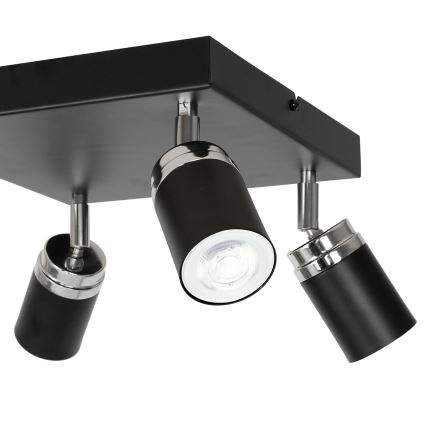 Φωτιστικό σποτ RENO 4xGU10/8W/230V μαύρο/γυαλιστερό χρώμιο