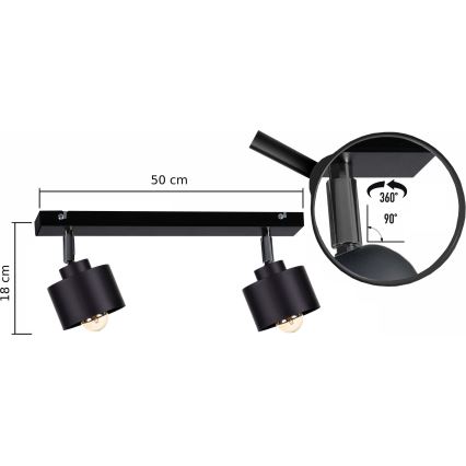 Φωτιστικό σποτ SIMPLY BLACK 2xE27/60W/230V