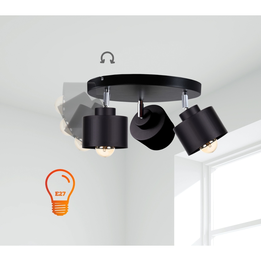 Φωτιστικό σποτ SIMPLY BLACK 3xE27/60W/230V διάμετρος 30 cm