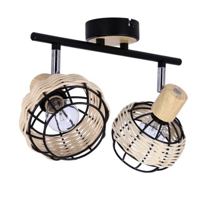 Φωτιστικό σποτ TAJGA 2xE14/40W/230V rattan/μαύρο