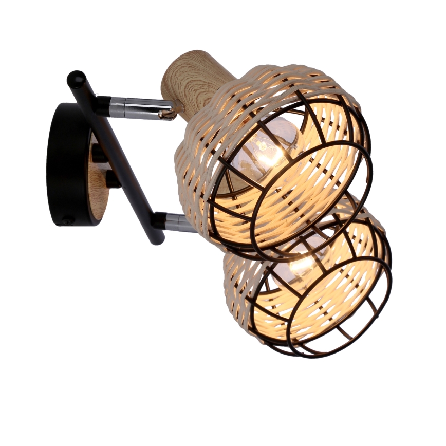 Φωτιστικό σποτ TAJGA 2xE14/40W/230V rattan/μαύρο