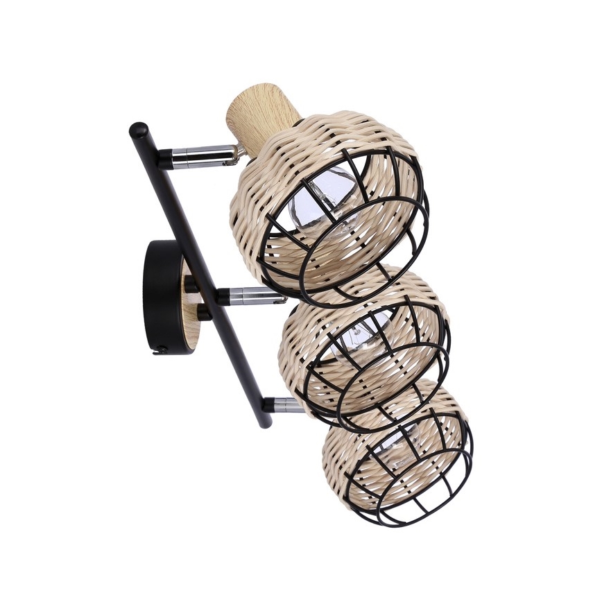 Φωτιστικό σποτ TAJGA 3xE14/40W/230V rattan/μαύρο