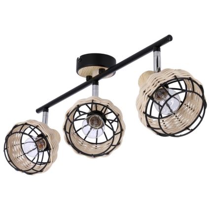 Φωτιστικό σποτ TAJGA 3xE14/40W/230V rattan/μαύρο