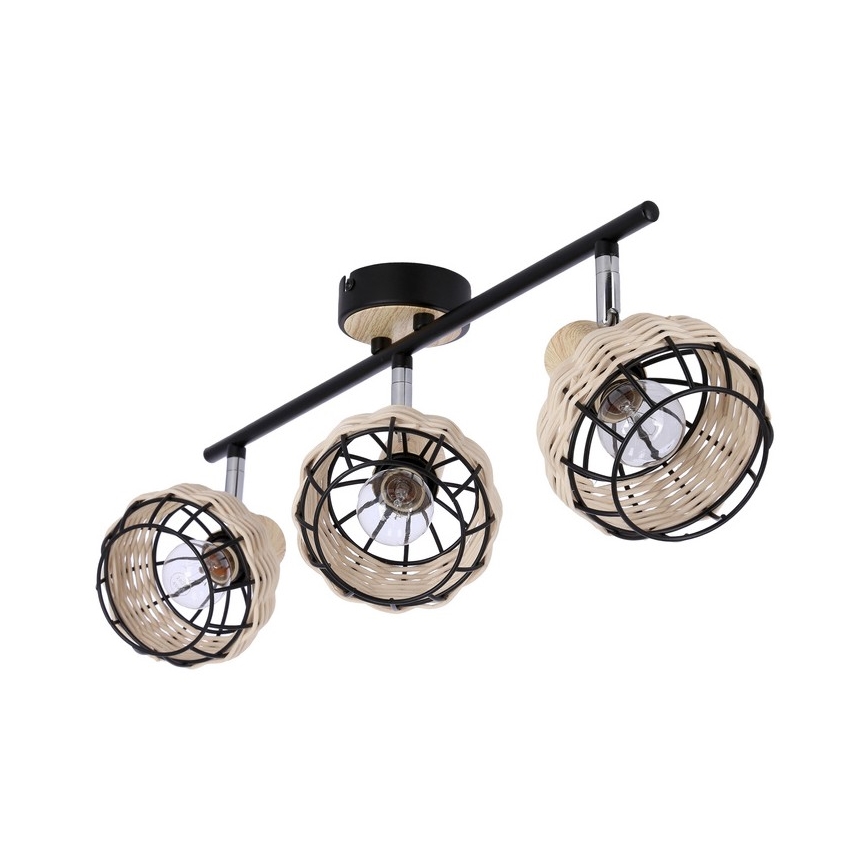 Φωτιστικό σποτ TAJGA 3xE14/40W/230V rattan/μαύρο