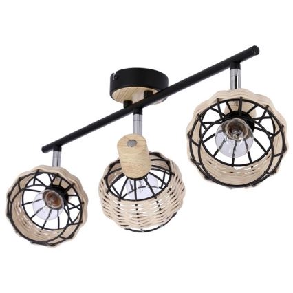 Φωτιστικό σποτ TAJGA 3xE14/40W/230V rattan/μαύρο