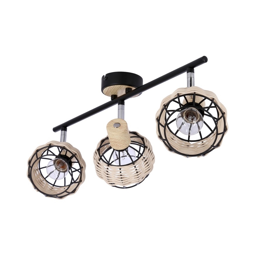 Φωτιστικό σποτ TAJGA 3xE14/40W/230V rattan/μαύρο