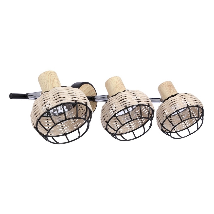 Φωτιστικό σποτ TAJGA 3xE14/40W/230V rattan/μαύρο