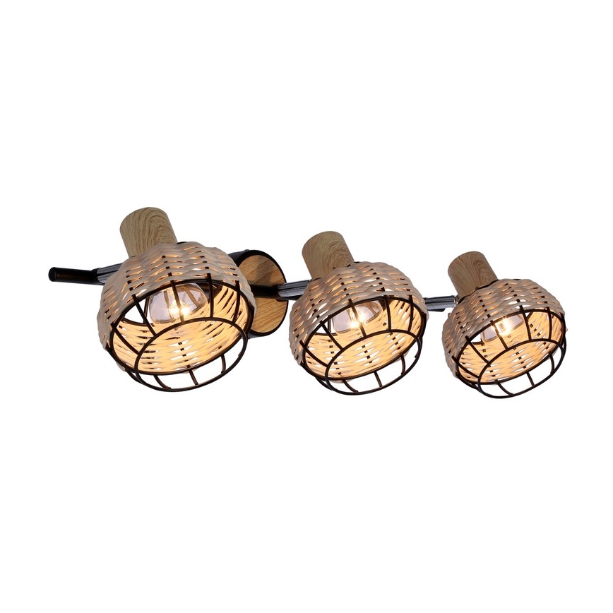 Φωτιστικό σποτ TAJGA 3xE14/40W/230V rattan/μαύρο