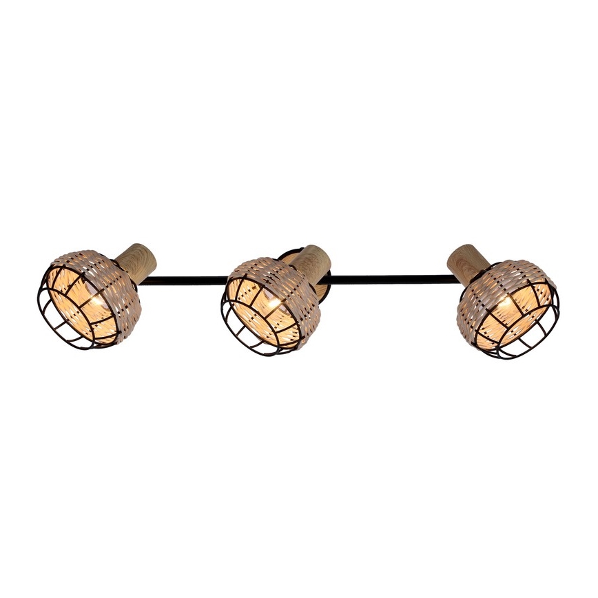 Φωτιστικό σποτ TAJGA 3xE14/40W/230V rattan/μαύρο