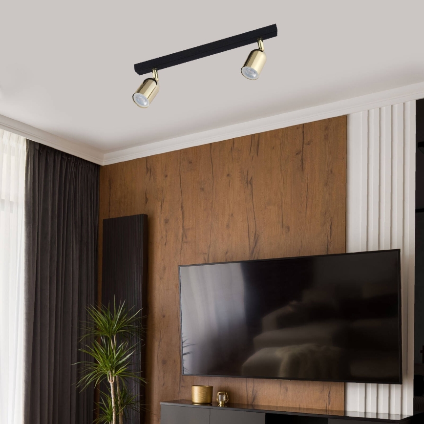 Φωτιστικό σποτ TOP 2xGU10/10W/230V μαύρο/χρυσαφί