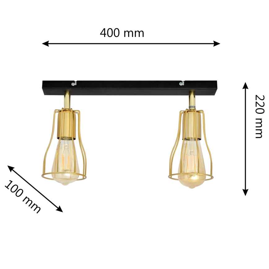 Φωτιστικό σποτ TUBE 2xE27/15W/230V χρυσαφί/μαύρο