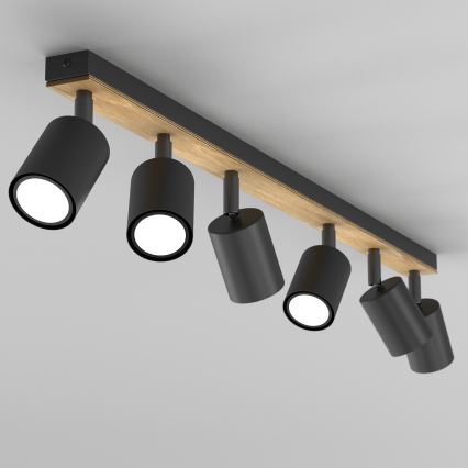 Φωτιστικό σποτ TULON 6xGU10/8W/230V μαύρο/δρυς