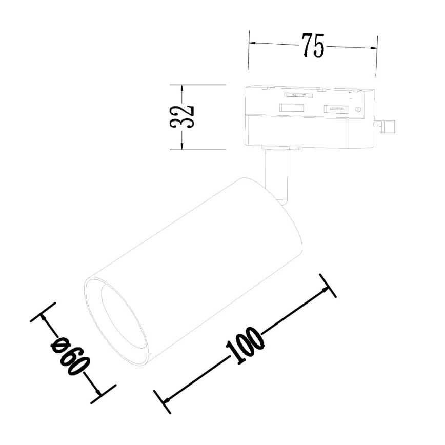 Φωτιστικό σποτ για 1-phase ράγας PIPE 1xGU10/10W/230V μαύρο