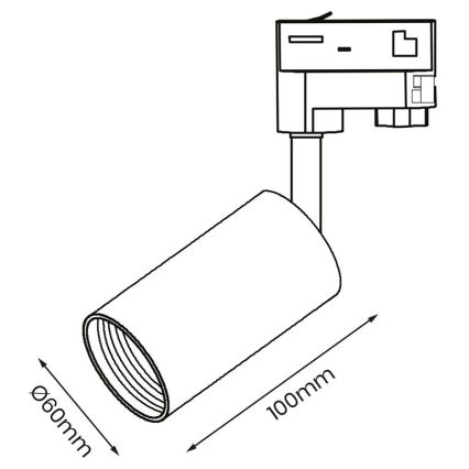 Φωτιστικό σποτ για 3-phase rail system PIPE 1xGU10/25W/230V λευκό