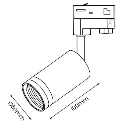 Φωτιστικό σποτ για 3-phase rail system PIPE 1xGU10/25W/230V μαύρο