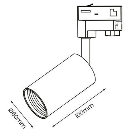 Φωτιστικό σποτ για 3-phase rail system PIPE 1xGU10/25W/230V μαύρο