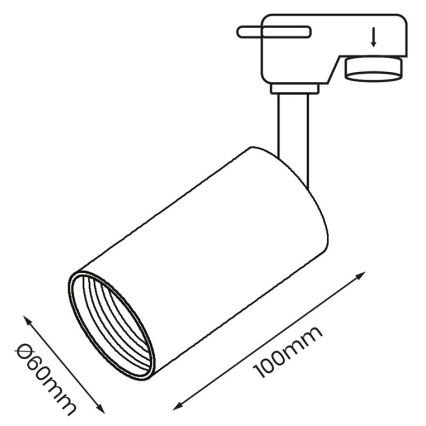 Φωτιστικό σποτ για rail system PIPE 1xGU10/25W/230V μαύρο