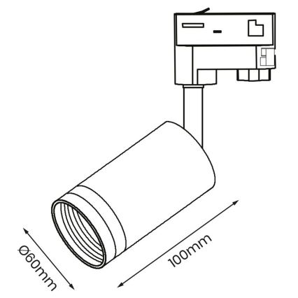 Φωτιστικό σποτ για σύστημα 3-φασικής ράγας PIPE 1xGU10/25W/230V λευκό