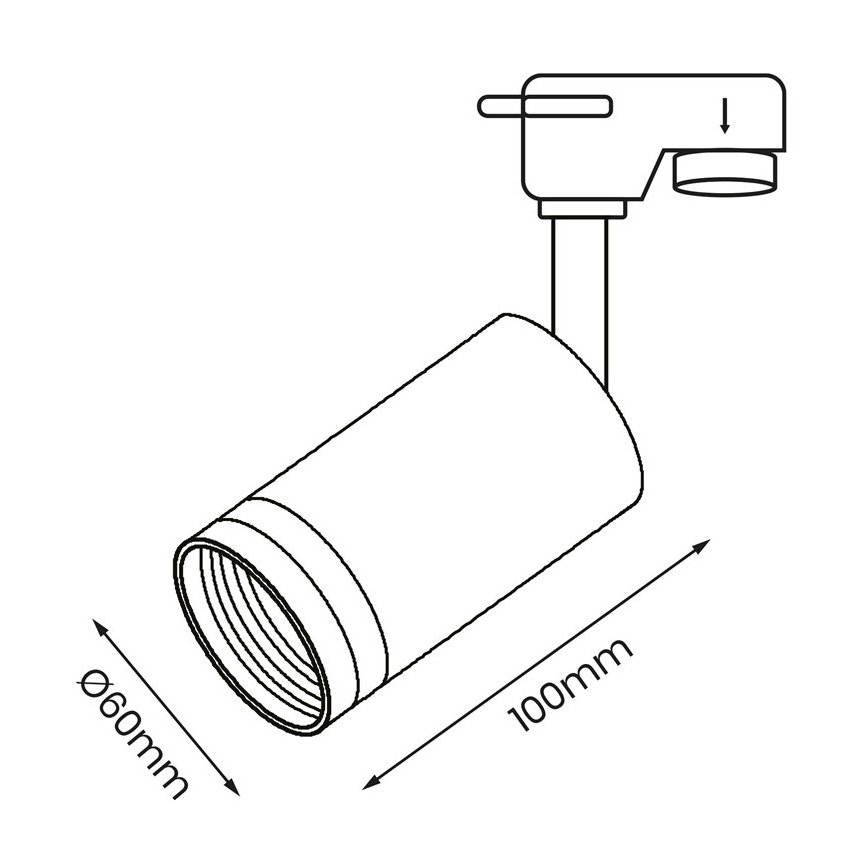 Φωτιστικό σποτ για σύστημα ράγας PIPE 1xGU10/25W/230V μαύρο
