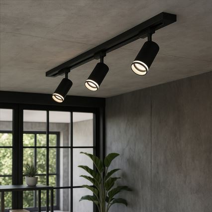 Φωτιστικό σποτ για σύστημα ράγας PIPE 3xGU10/10W/230V, μαύρο