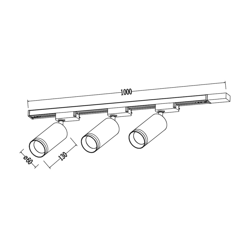 Φωτιστικό σποτ για σύστημα ράγας PIPE 3xGU10/10W/230V, μαύρο