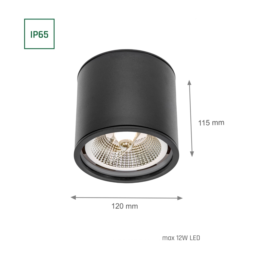 Φωτιστικό σποτ μπάνιου CHLOE AR111 1xGU10/12W/230V IP65 στρογγυλό μαύρο