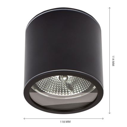 Φωτιστικό σποτ μπάνιου CHLOE AR111 1xGU10/15W/230V IP44 στρογγυλό μαύρο