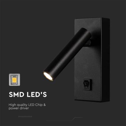 Φωτιστικό σποτ τοίχου LED LED/2W/230V 3000K μαύρο