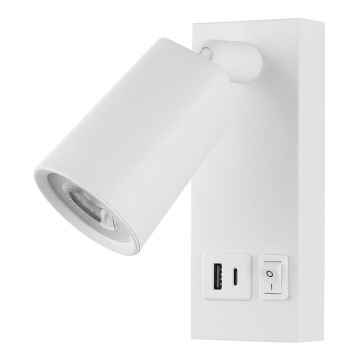 Φωτιστικό σποτ τοίχου LED με USB CHARGE LED/5W/230V λευκό