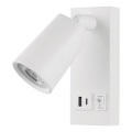 Φωτιστικό σποτ τοίχου LED με USB LED/5W/230V λευκό