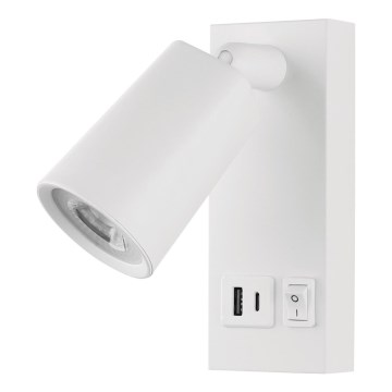 Φωτιστικό σποτ τοίχου LED με USB LED/5W/230V λευκό