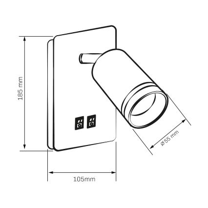 Φωτιστικό σποτ τοίχου LED ΠΑΡΙΣΙ 1xGU10/10W/230V + LED/6W/230V λευκό