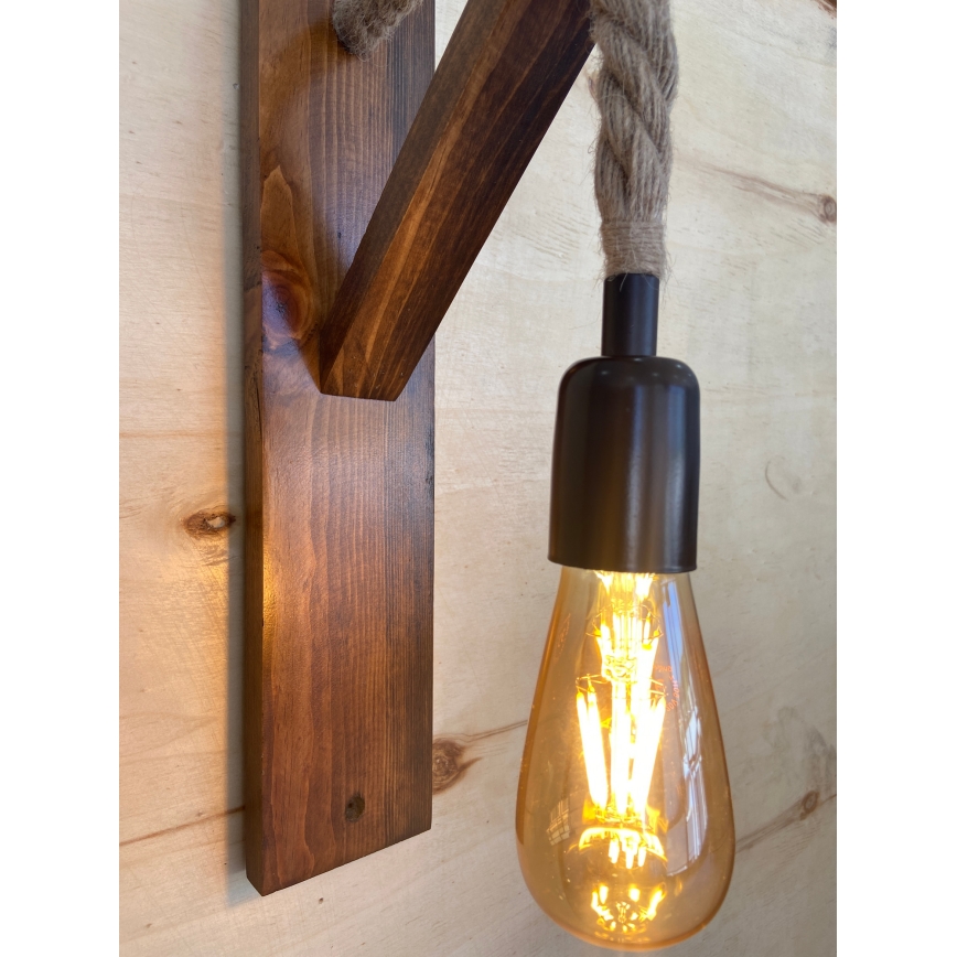 Φωτιστικό τοίχου AHSAP 1xE27/40W/230V, πεύκο/καρυδιά
