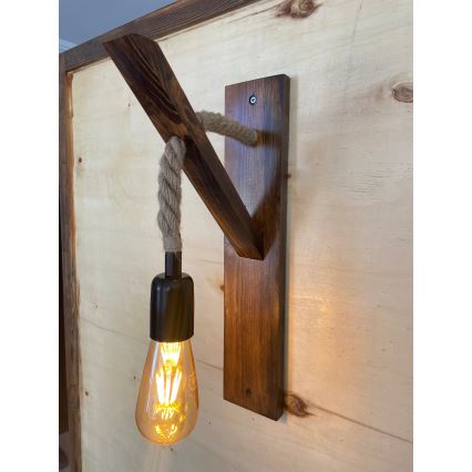 Φωτιστικό τοίχου AHSAP 1xE27/40W/230V, πεύκο/καρυδιά