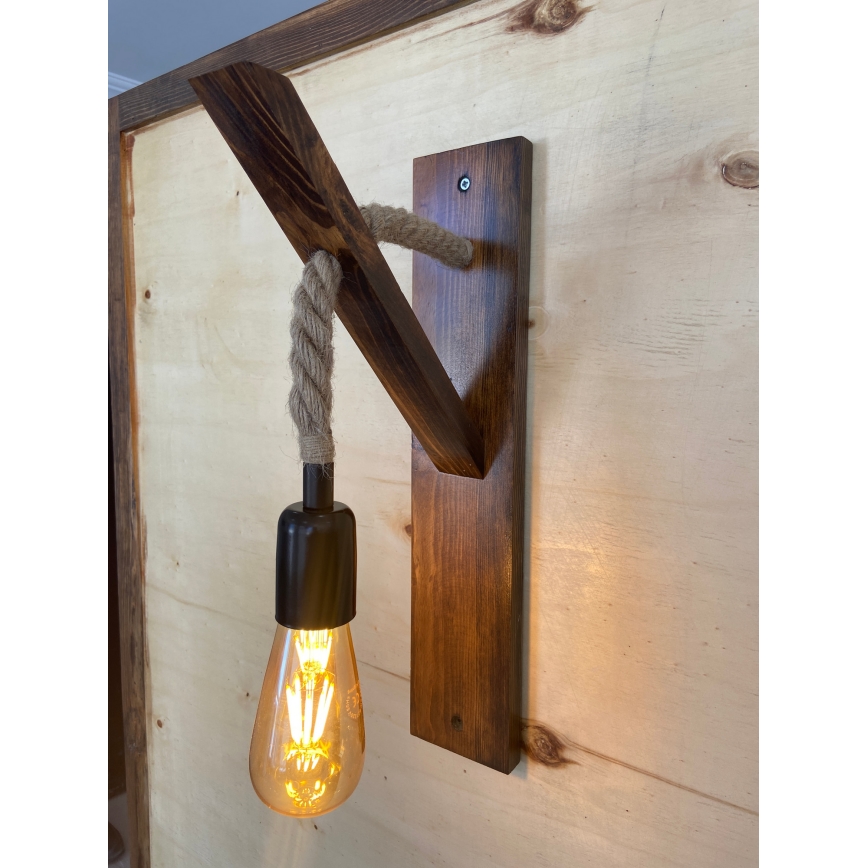 Φωτιστικό τοίχου AHSAP 1xE27/40W/230V, πεύκο/καρυδιά