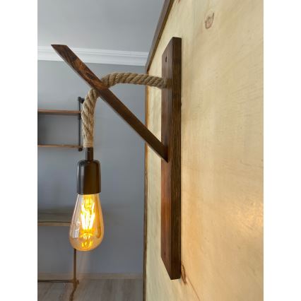Φωτιστικό τοίχου AHSAP 1xE27/40W/230V, πεύκο/καρυδιά