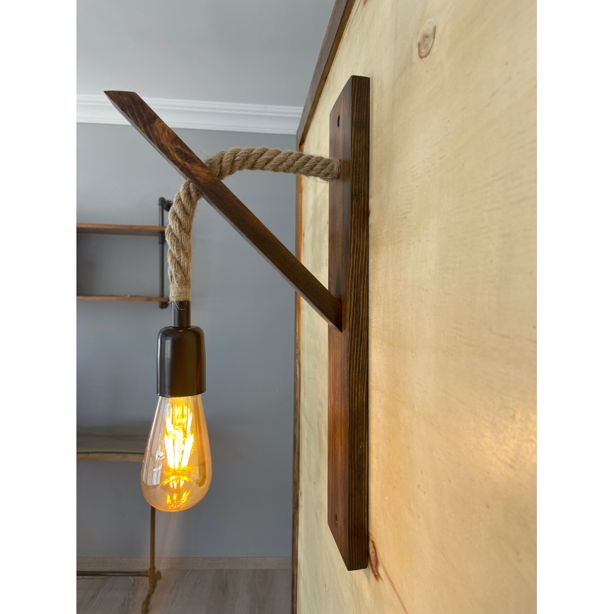 Φωτιστικό τοίχου AHSAP 1xE27/40W/230V, πεύκο/καρυδιά