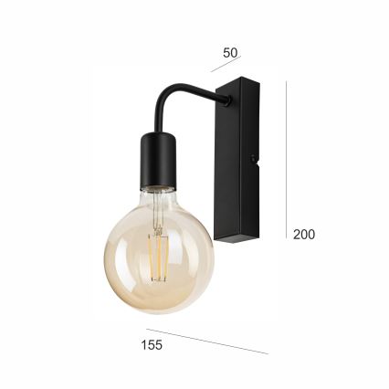 Φωτιστικό τοίχου ASTRID 1xE27/60W/230V ματ μαύρο
