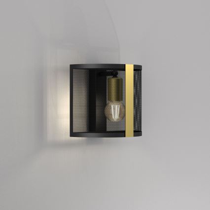 Φωτιστικό τοίχου KAGA 1xE27/60W/230V μαύρο/χρυσαφί