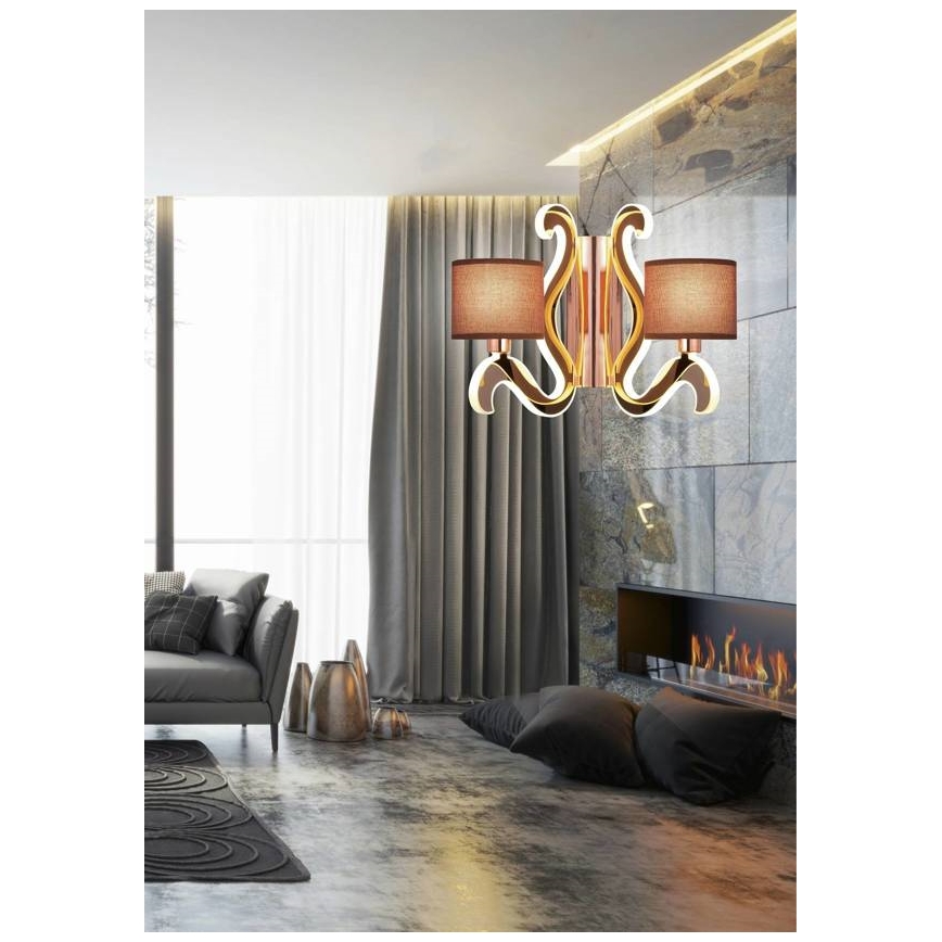 Φωτιστικό τοίχου LED AMBROSIA 2xE14/40W/230V + LED/12,3W χάλκινο