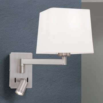 Φωτιστικό τοίχου LED CARLTON 1xE27/40W/230V + LED/3W λευκό/ματ χρώμιο