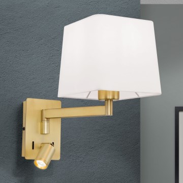 Φωτιστικό τοίχου LED CARLTON 1xE27/40W/230V + LED/3W λευκό/χρυσό