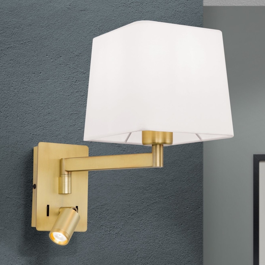 Φωτιστικό τοίχου LED CARLTON 1xE27/40W/230V + LED/3W λευκό/χρυσό