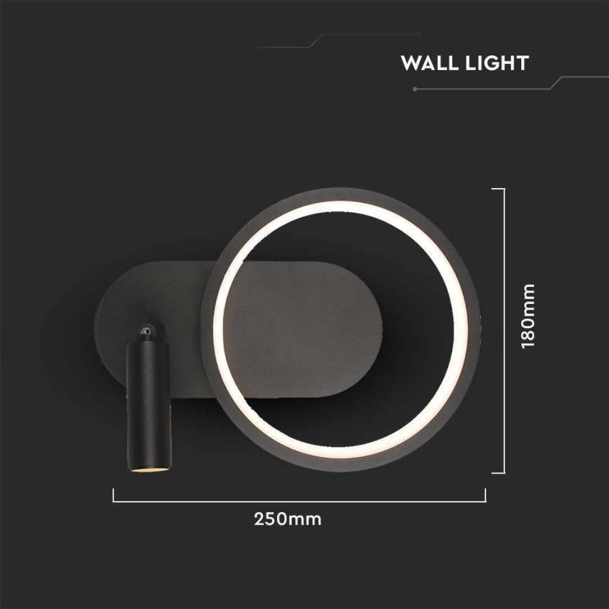 Φωτιστικό τοίχου LED LED/14W/230V 3000K μαύρο