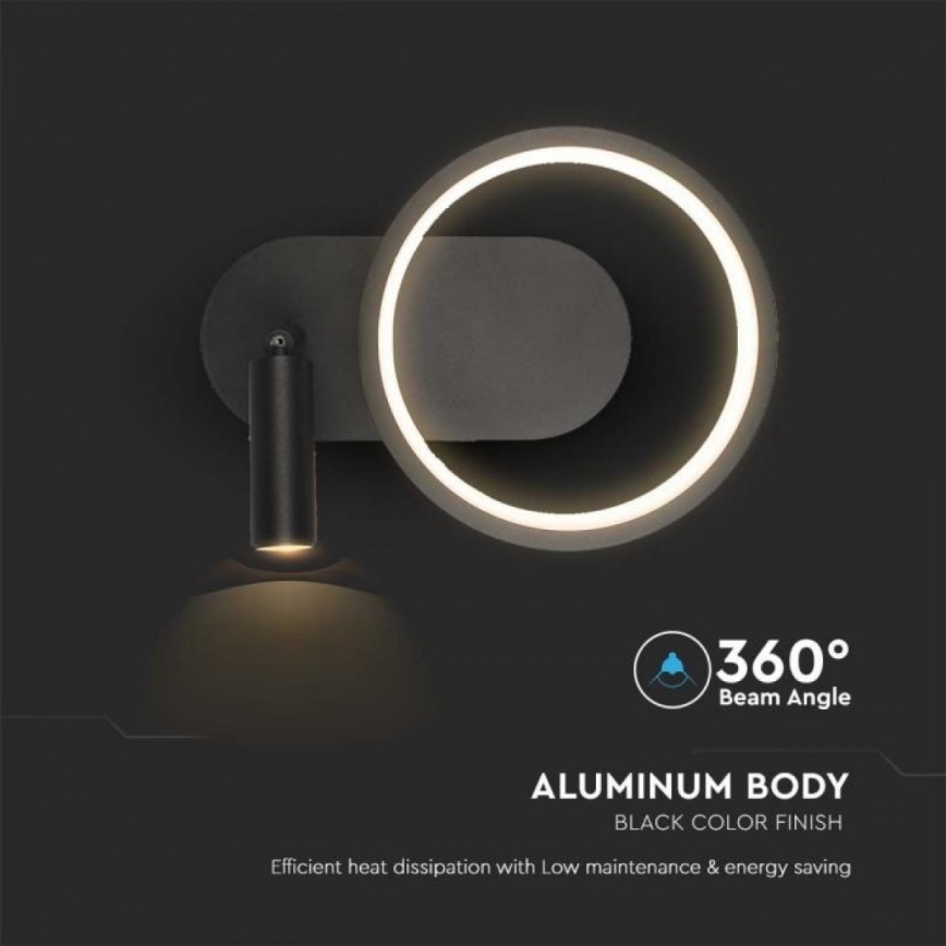 Φωτιστικό τοίχου LED LED/14W/230V 4000K μαύρο
