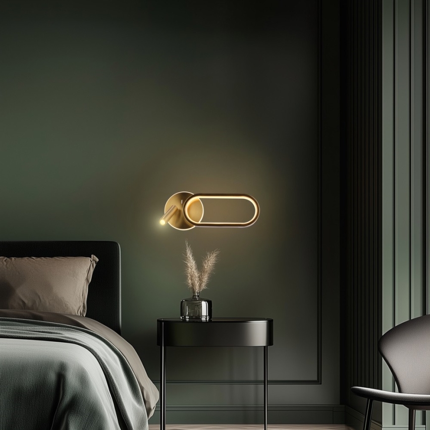 Φωτιστικό τοίχου LED MONET LED/13W/230V + LED/2W 3000/4000/6000K χρυσό
